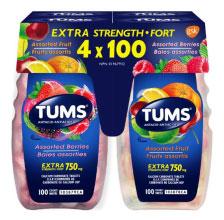 TUMS Assorted Berries Extra Strength Tablets (packages of 3 rolls containing 8 tablets each), lot CS6M