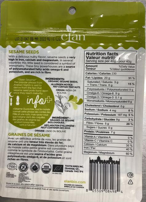 Elan - Organic sesame whole seeds - Lot: 21047