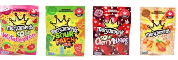 MaryJanerds products including: Sour Watermelon; Sour Patch Kids; Sour Cherry Blasters; Fuzzy Peach