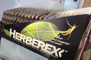Herberex display carton containing unlabelled blister packages of capsules