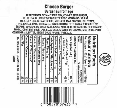 Hygaard Fine Foods Ltd.: Cheeseburger