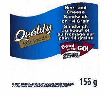 Quality fast foods: Beef and Cheese Sandwich on 14 Grain