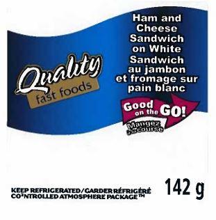 Quality fast foods: Ham and Cheese Sandwich on White