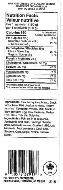 Quality fast foods: Ham and Cheese on Flax and Quinoa
