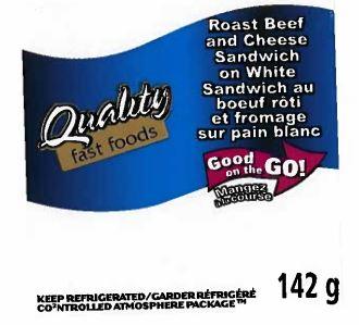 Quality fast foods: Roast Beef and Cheese Sandwich on White