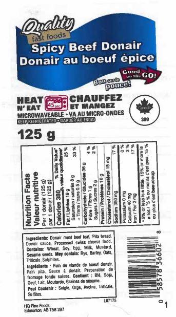 Quality fast foods: Spicy Beef Donair – 3 pack