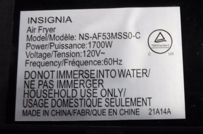 A rating label on the underside of each unit