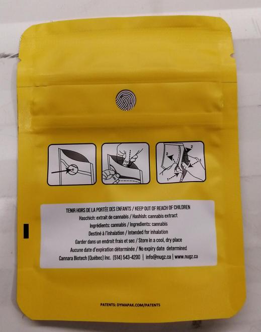 Example of the affected product packaging (back)