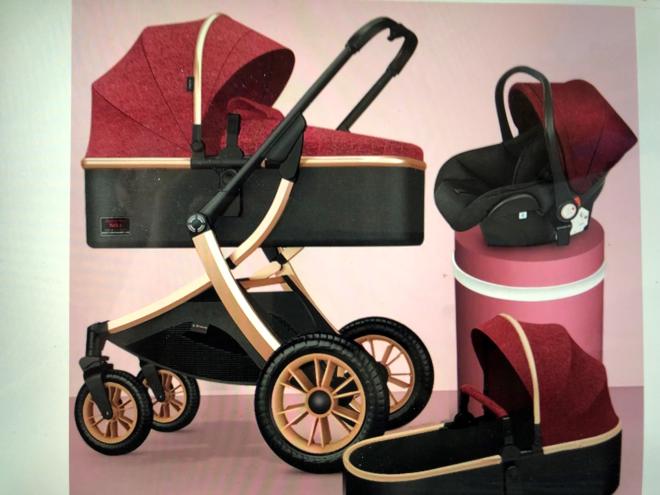 Gold colour baby stroller