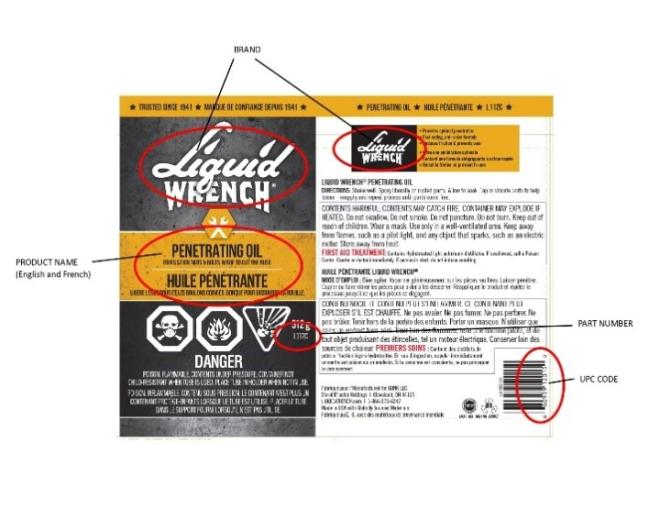 Location of UPC and Part Number