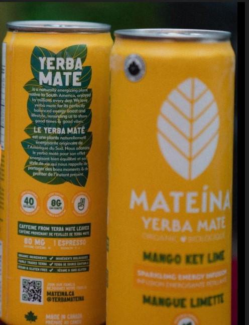Mateína Yerba Mate - Organic Mango Key Lime Sparkling Energy Infusion - 355 mL - Front