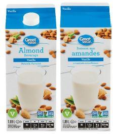 Great Value - Almond Beverage Vanilla - 1.89 L - Front, Back