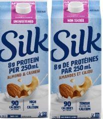 Silk - Almond &amp; Cashew Beverage Unsweetened - 1.75 L - Front, Back