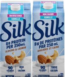 Silk - Almond &amp; Cashew Beverage Unsweetened - 1.75 L - Front, Back