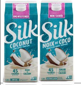 Silk - Coconut Beverage Unsweetened - 1.89 L - Front, Back