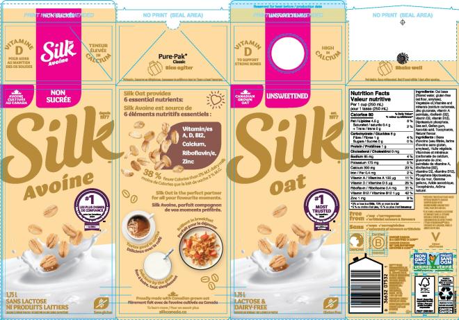 Silk - Oat Beverage Unsweetened - 1.75 L - Front, Back, UPC