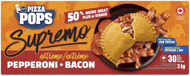 Pillsbury - Pizza Pops Supremo Extreme Pepperoni + Bacon - 30 count - Front
