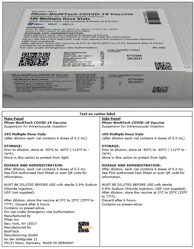 Updated carton labels for Pfizer-BioNTech COVID-19 Vaccine with English-only labelling