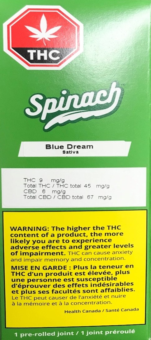 Example of the affected product packaging (front). 