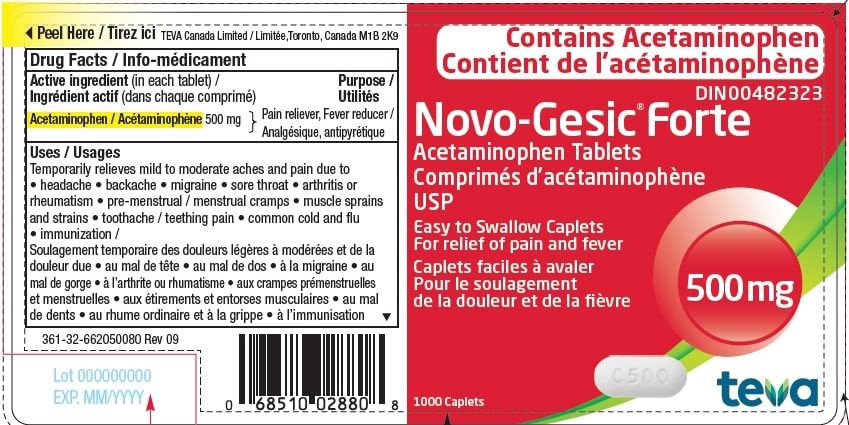 Novo-Gesic 500 mg tablet 1000 count bottle and label